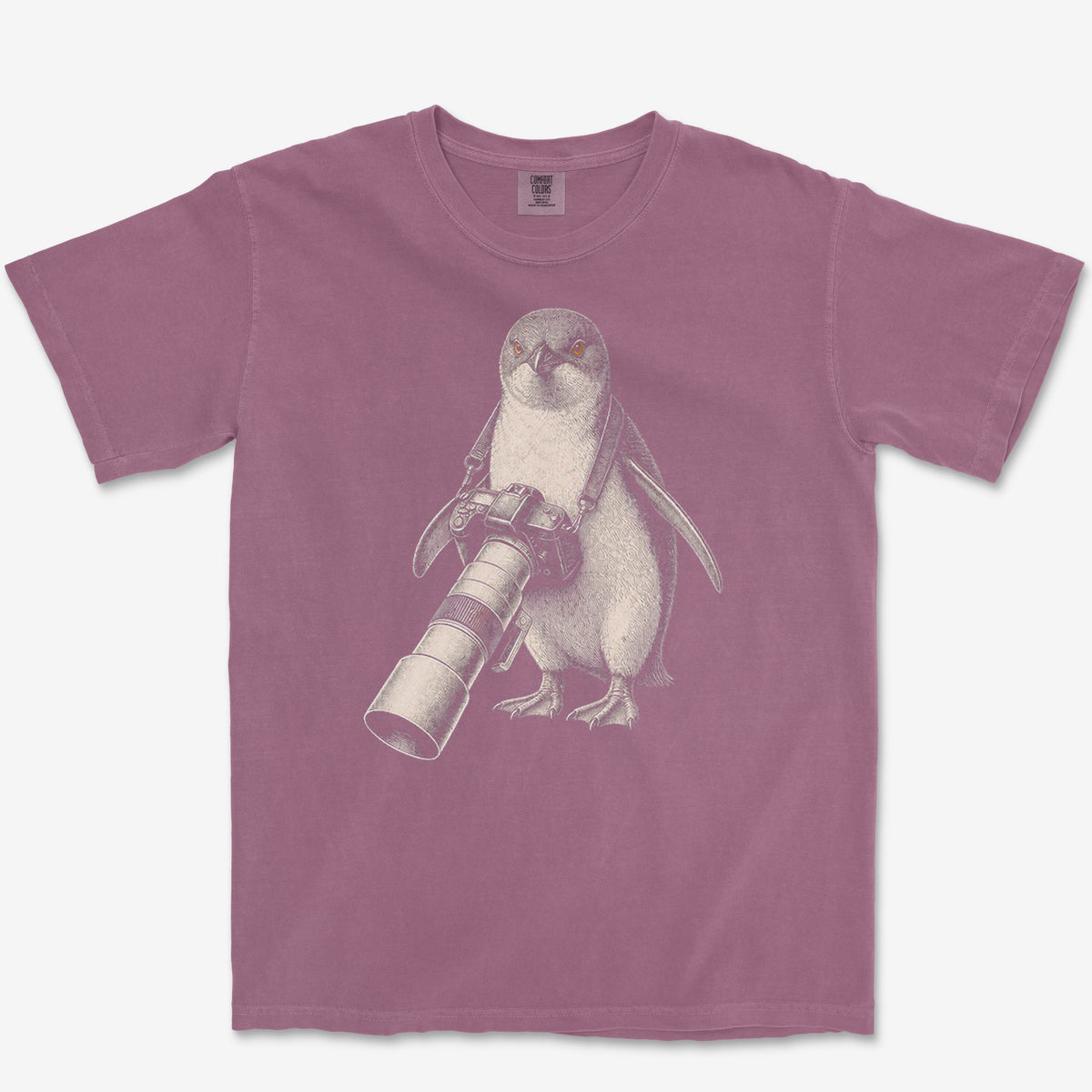 Long Lens Little Penguin Tee — berry