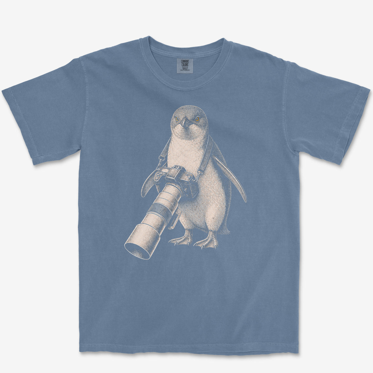 Long Lens Little Penguin Tee — blue jean