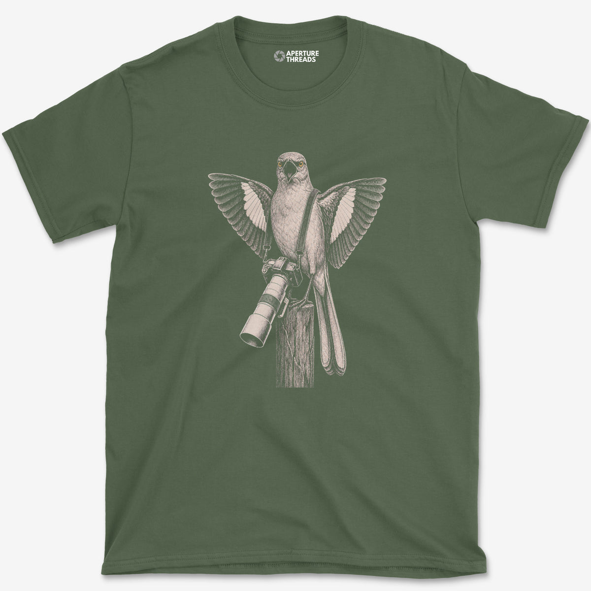 Long Lens Mockingbird T-Shirt — military green