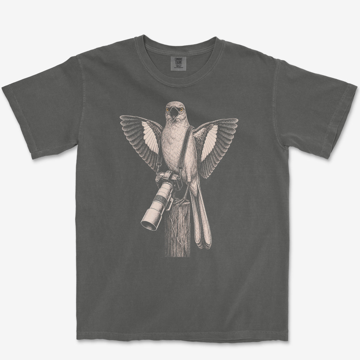Long Lens Mockingbird Tee — pepper