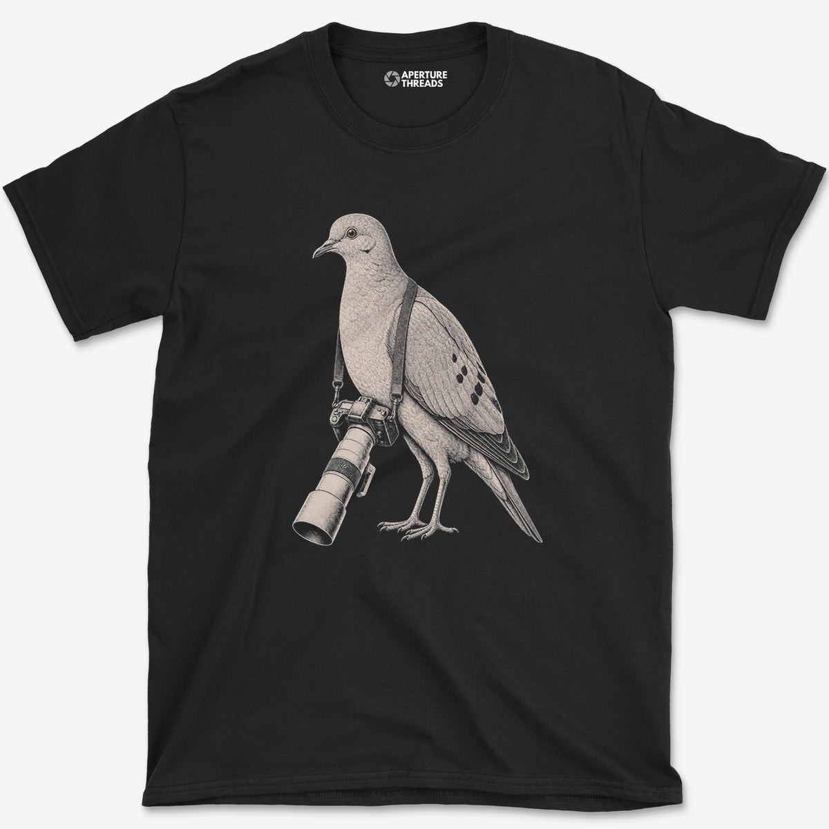 Long Lens Mourning Dove T-Shirt — black