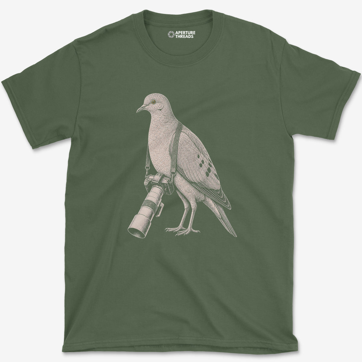 Long Lens Mourning Dove T-Shirt — military green