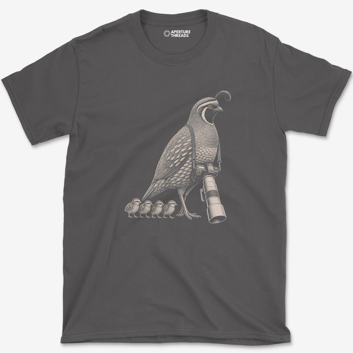 Long Lens Quail T-Shirt — charcoal