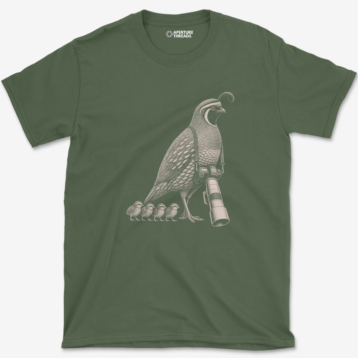 Long Lens Quail T-Shirt — military green