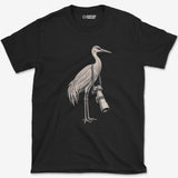 Long Lens Sandhill Crane T-Shirt — black