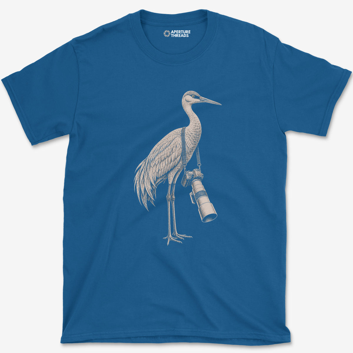 Long Lens Sandhill Crane T-Shirt — royal