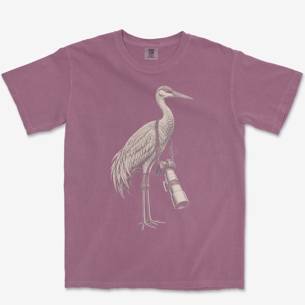 Long Lens Sandhill Crane Tee — berry