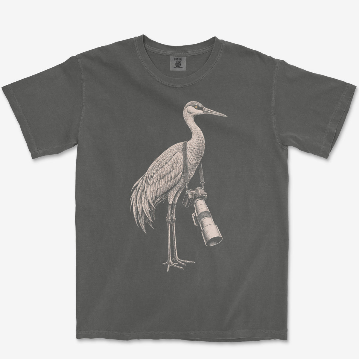 Long Lens Sandhill Crane Tee — pepper