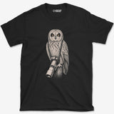 Long Lens Short-eared Owl T-Shirt — black