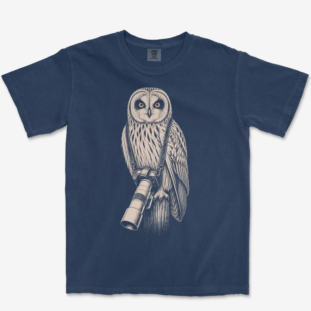 Long Lens Short-eared Owl Tee — true navy