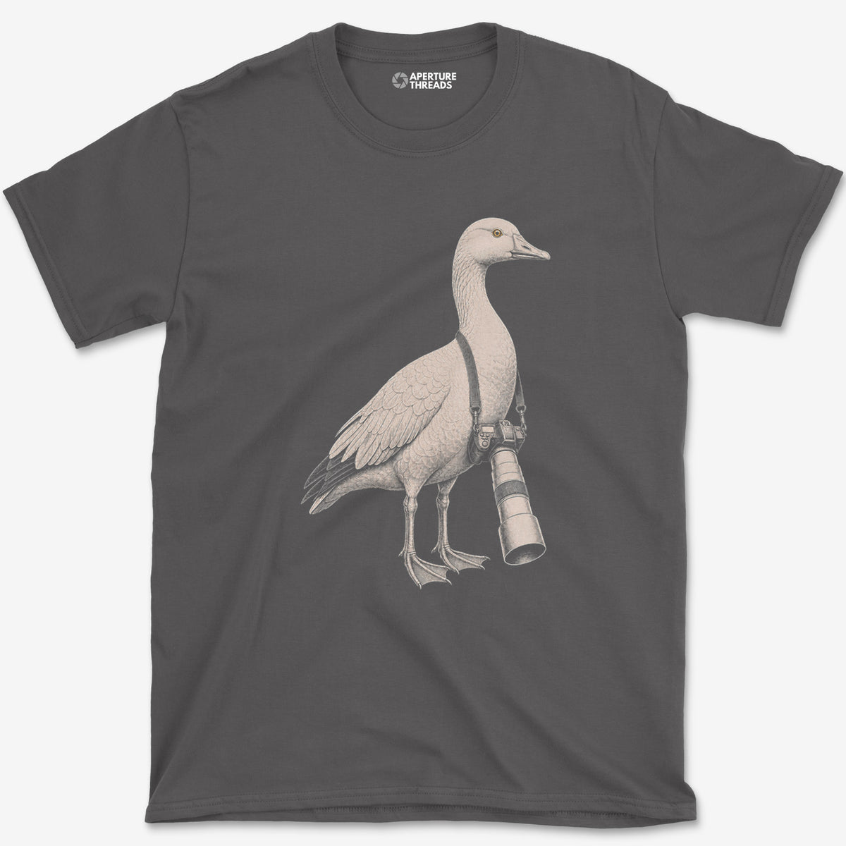 Long Lens Snow Goose T-Shirt — charcoal