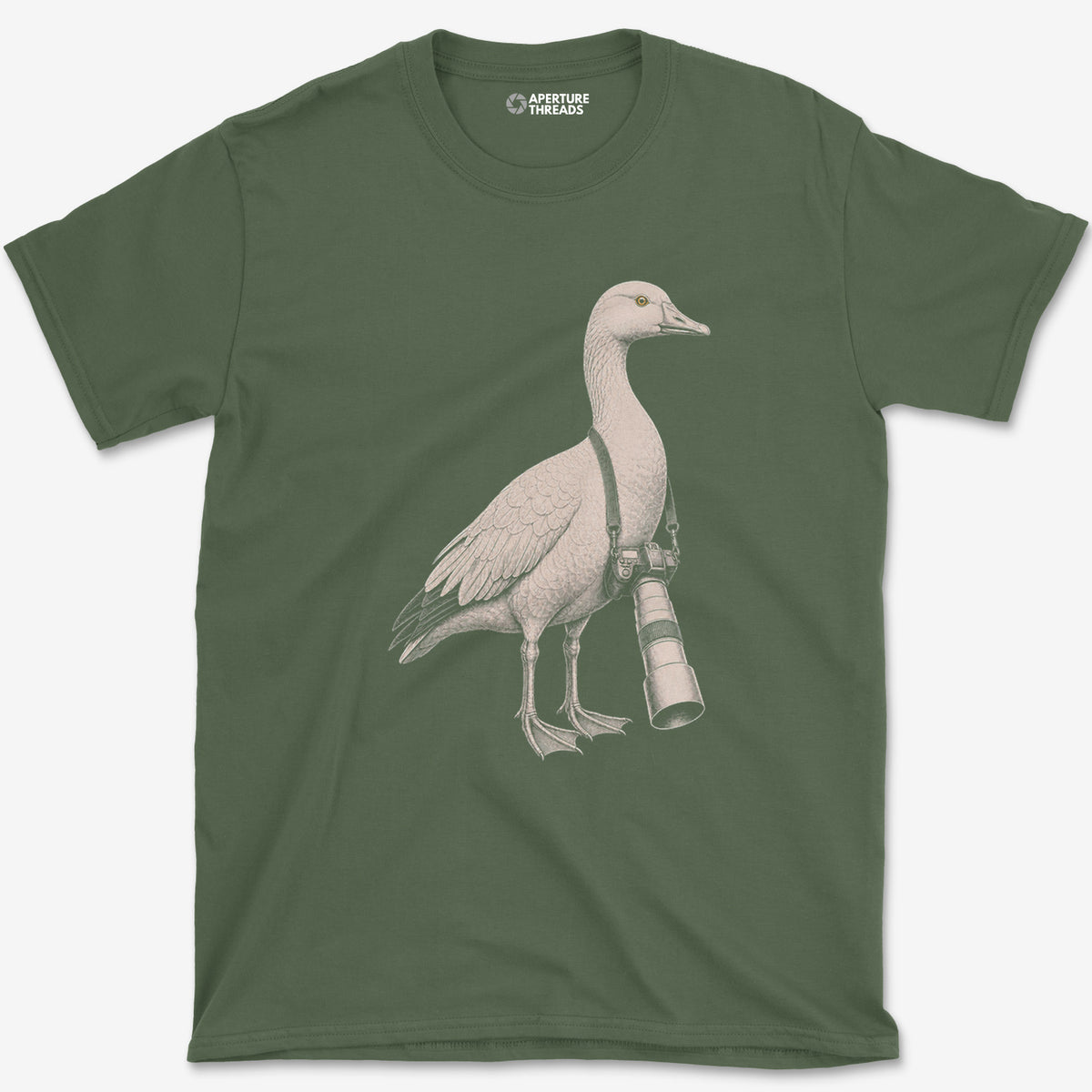 Long Lens Snow Goose T-Shirt — military green