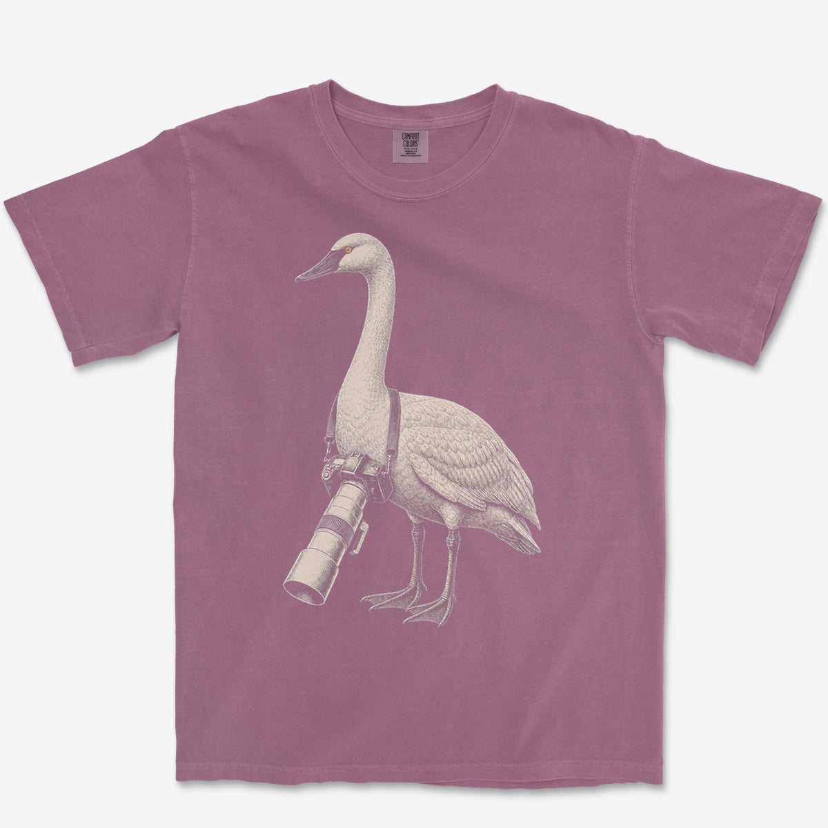 Long Lens Trumpeter Swan Tee — berry