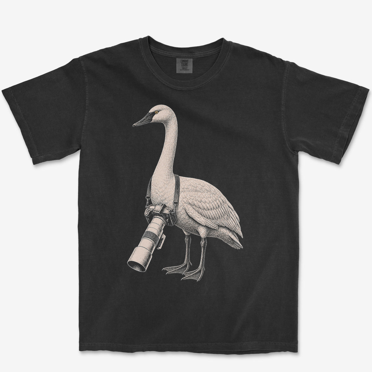 Long Lens Trumpeter Swan Tee — black