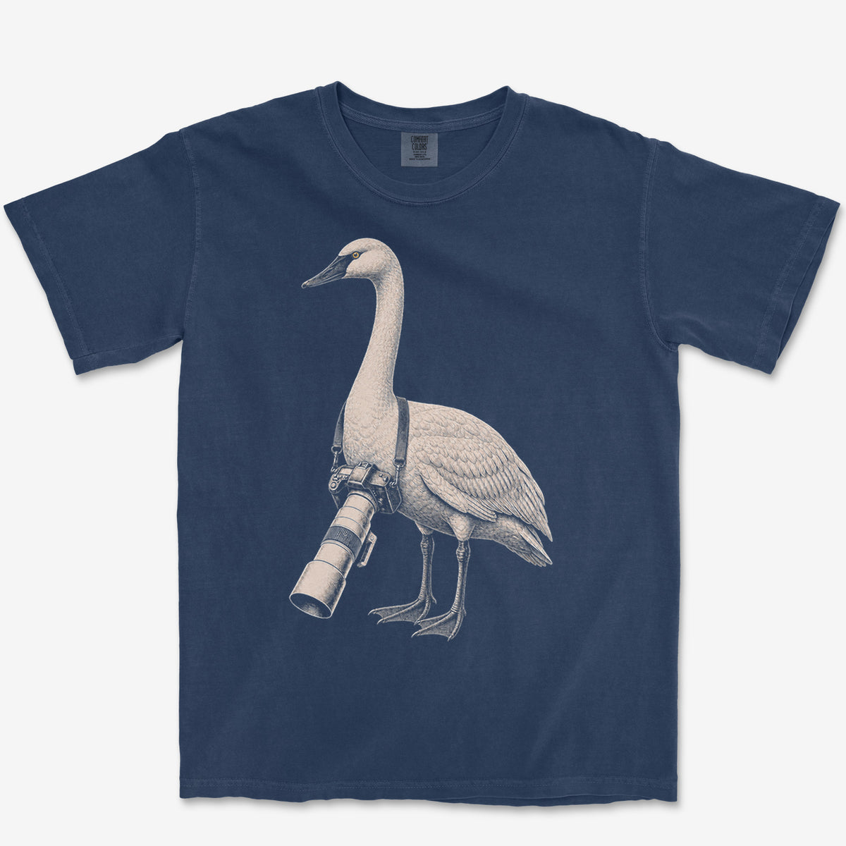 Long Lens Trumpeter Swan Tee — true navy