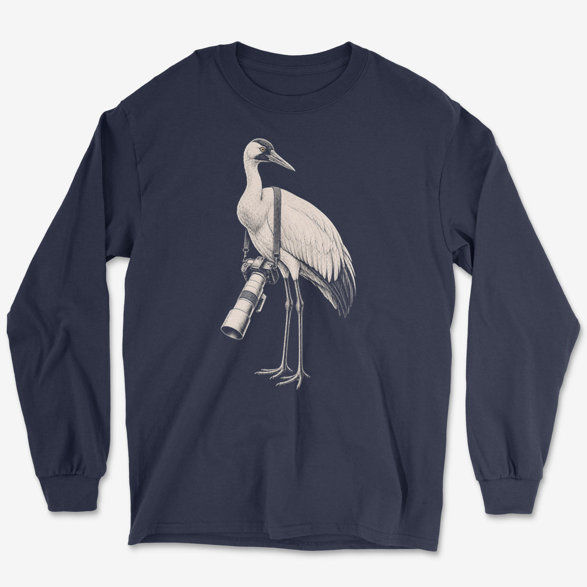 Long Lens Whooping Crane Long Sleeve Tee