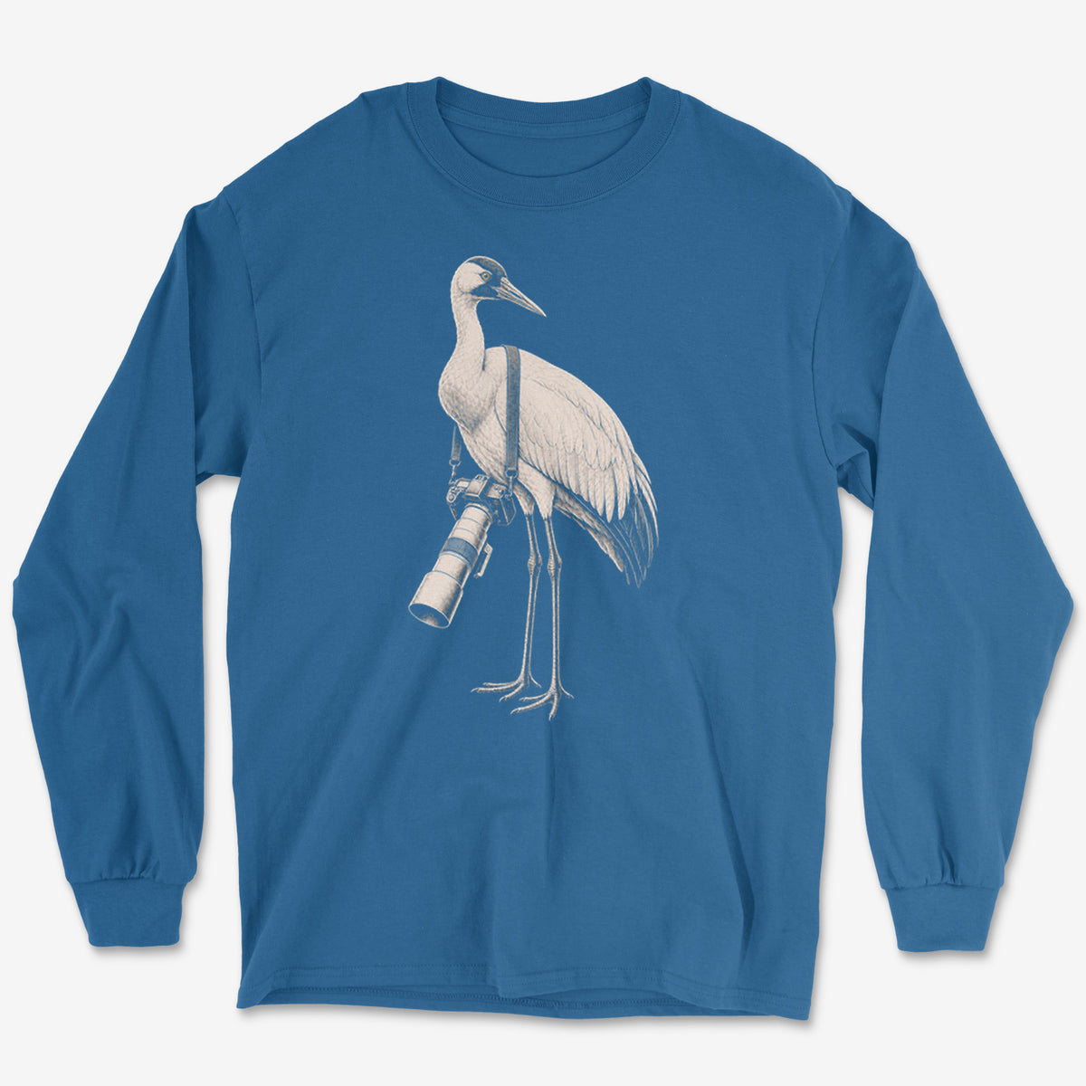 Long Lens Whooping Crane Long Sleeve Tee