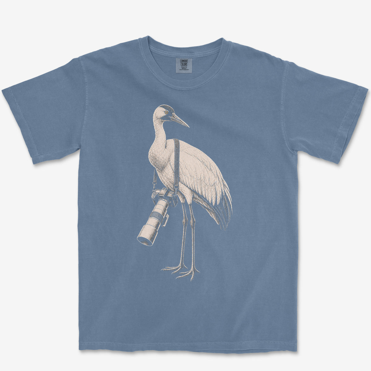 Long Lens Whooping Crane Tee — blue jean