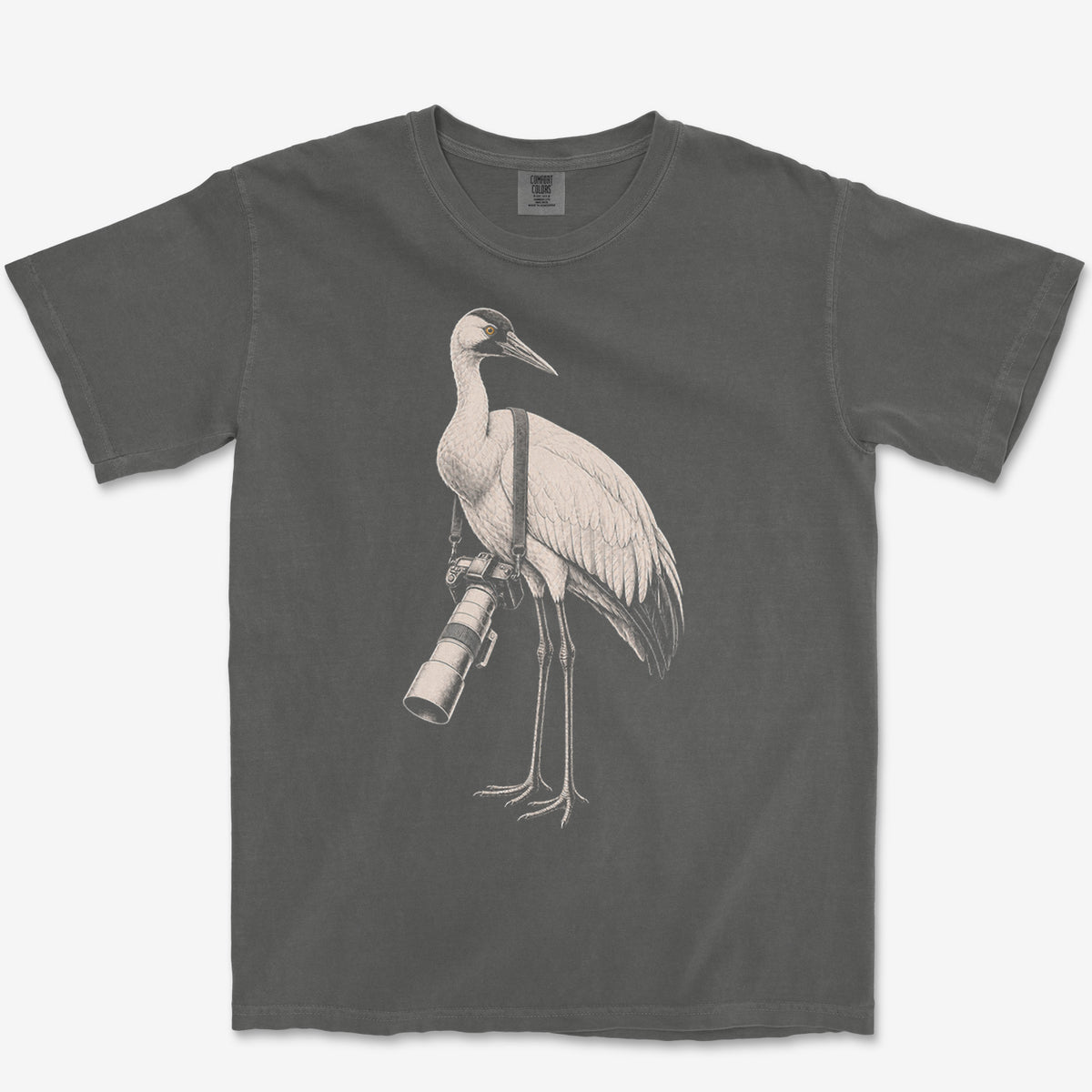 Long Lens Whooping Crane Tee — pepper