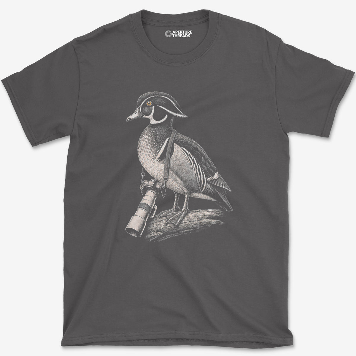 Long Lens Wood Duck T-Shirt — charcoal