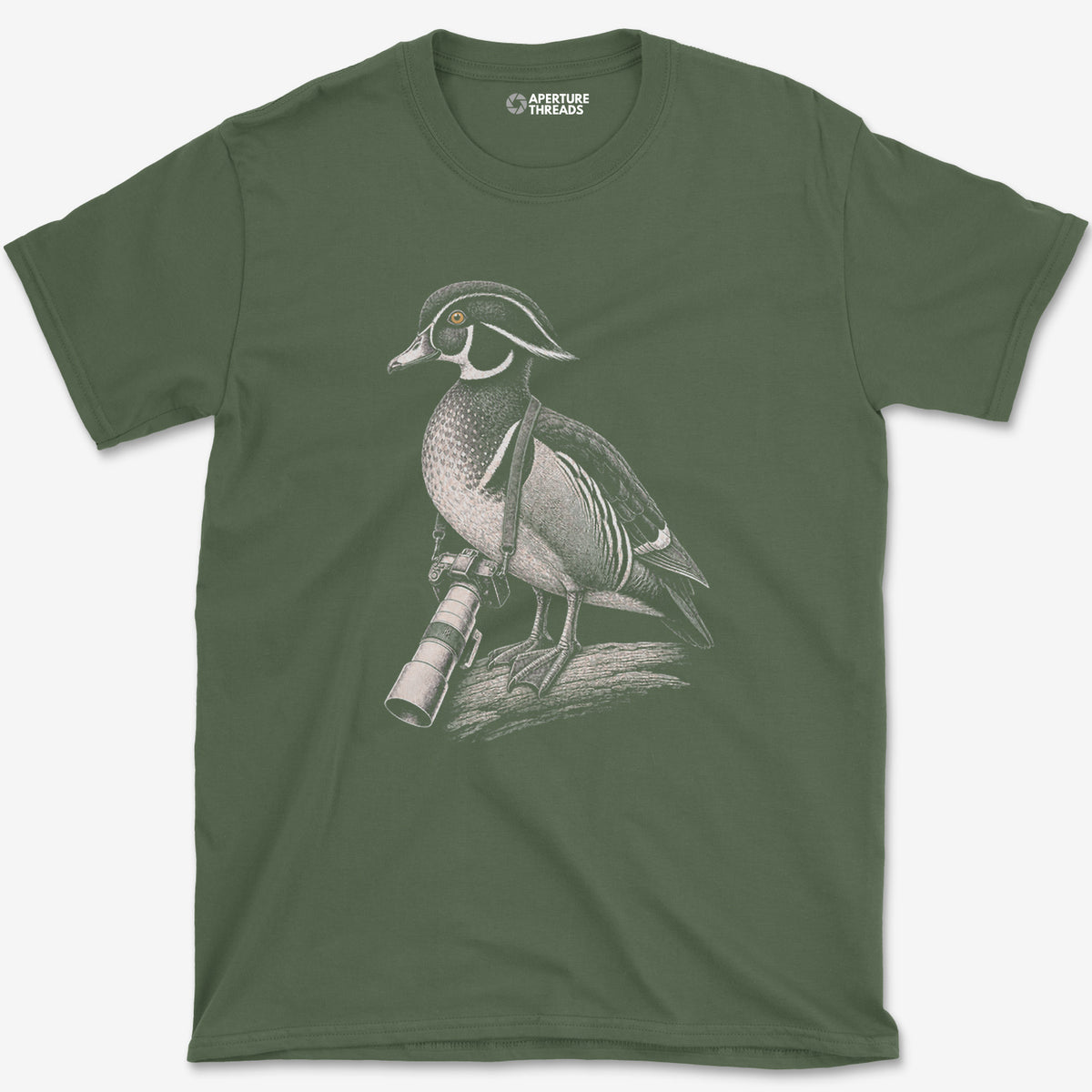 Long Lens Wood Duck T-Shirt — military green