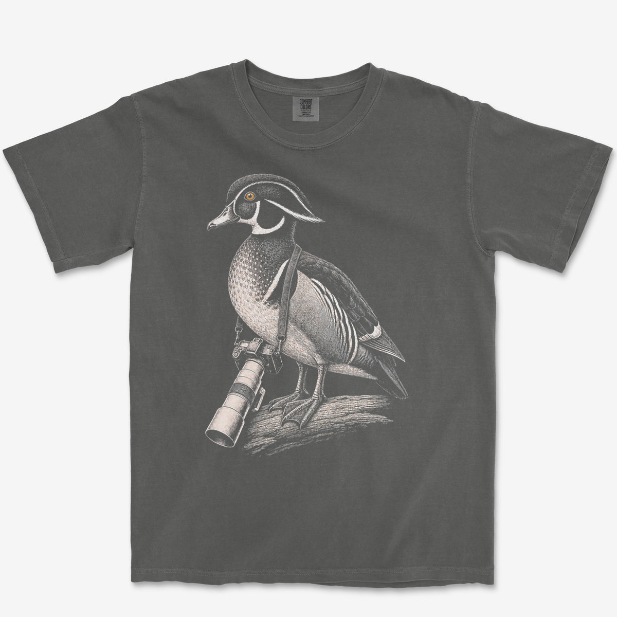 Long Lens Wood Duck Tee — pepper