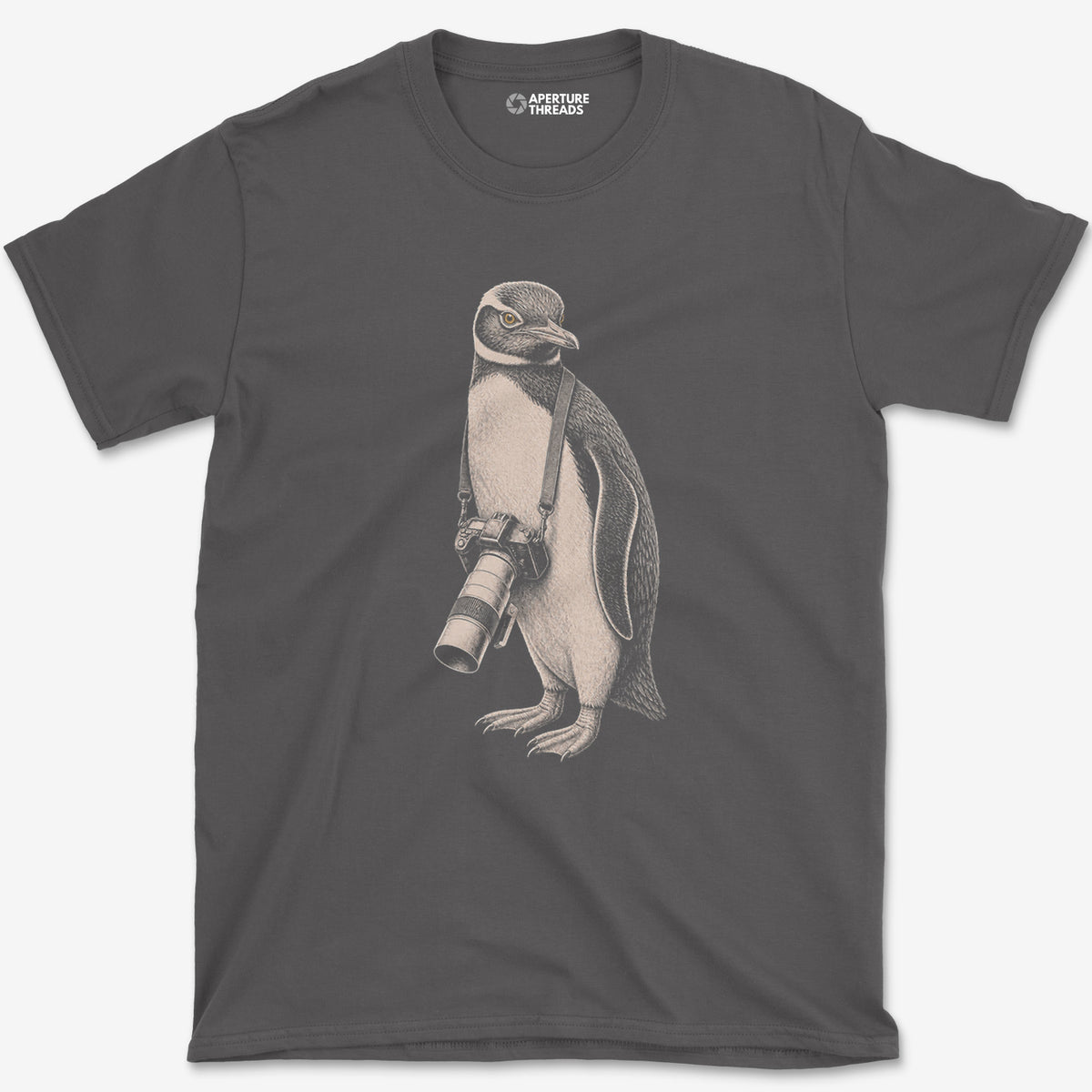 Long Lens Yellow-eyed Penguin T-Shirt — charcoal