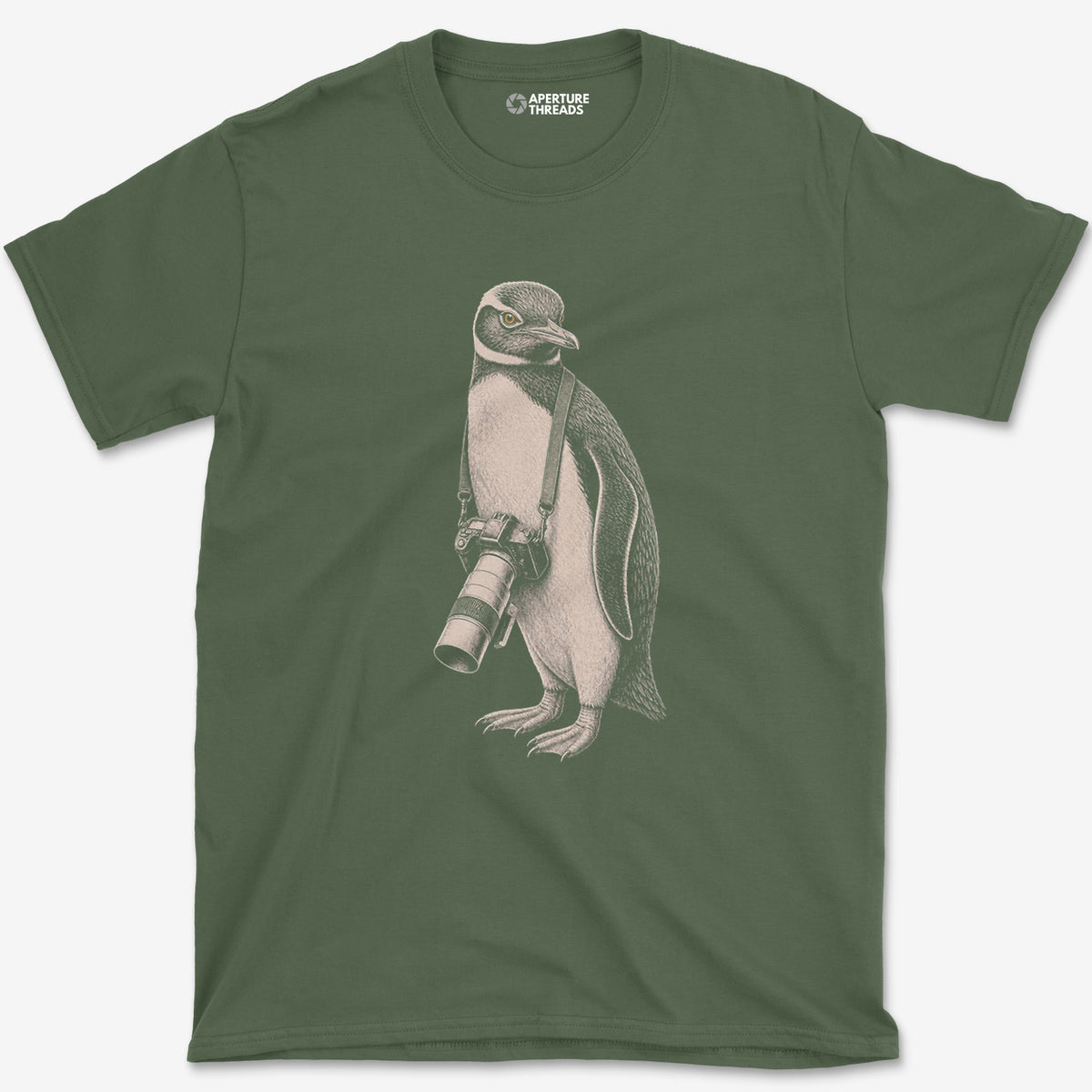 Long Lens Yellow-eyed Penguin T-Shirt — military green