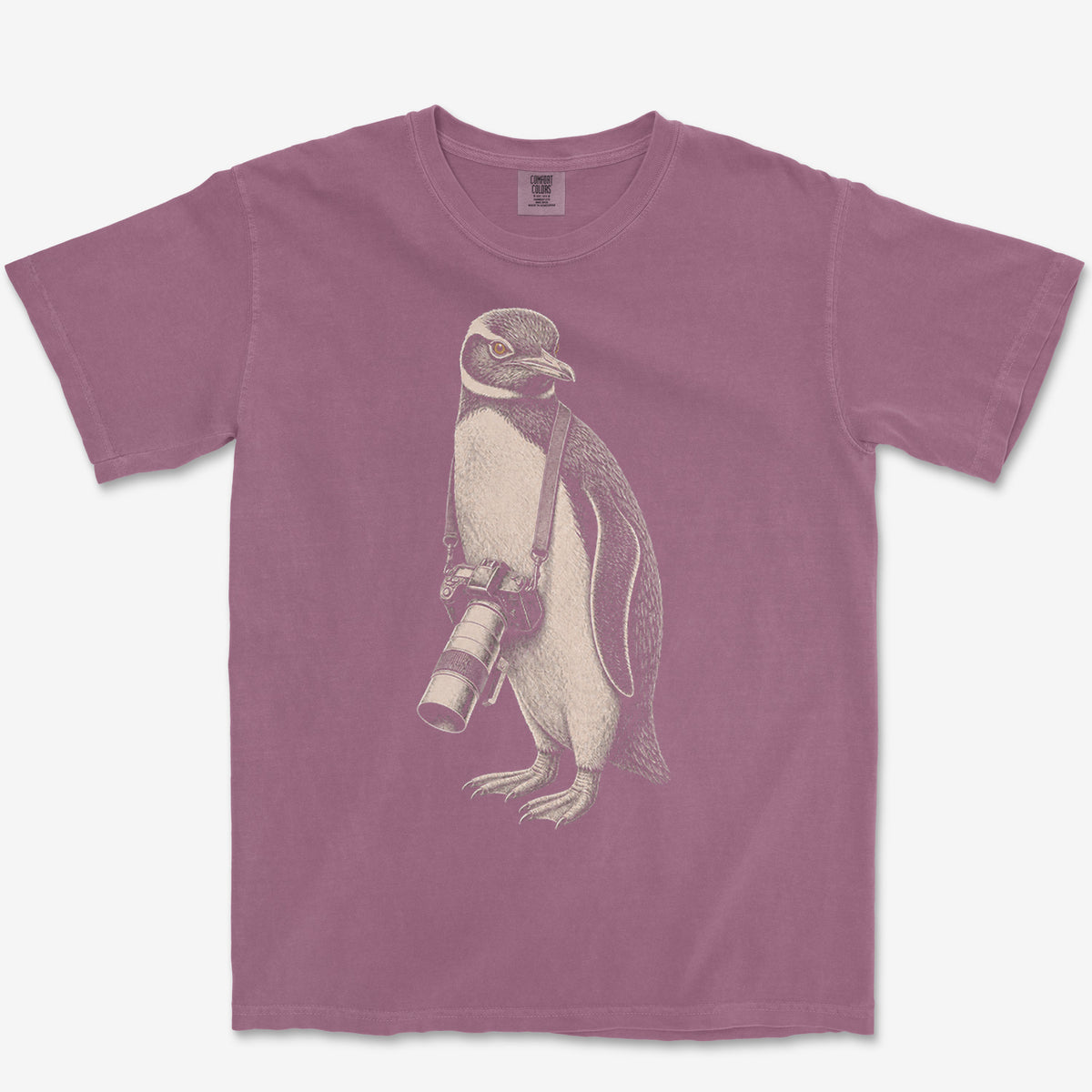 Long Lens Yellow-eyed Penguin Tee — berry