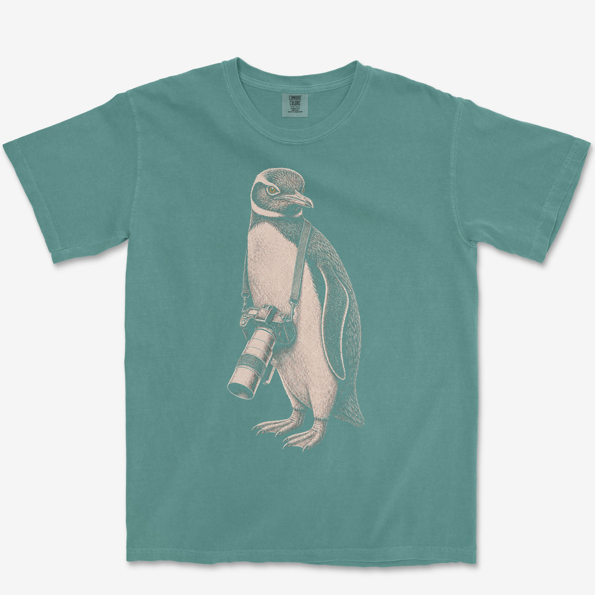 Long Lens Yellow-eyed Penguin Tee — blue spruce