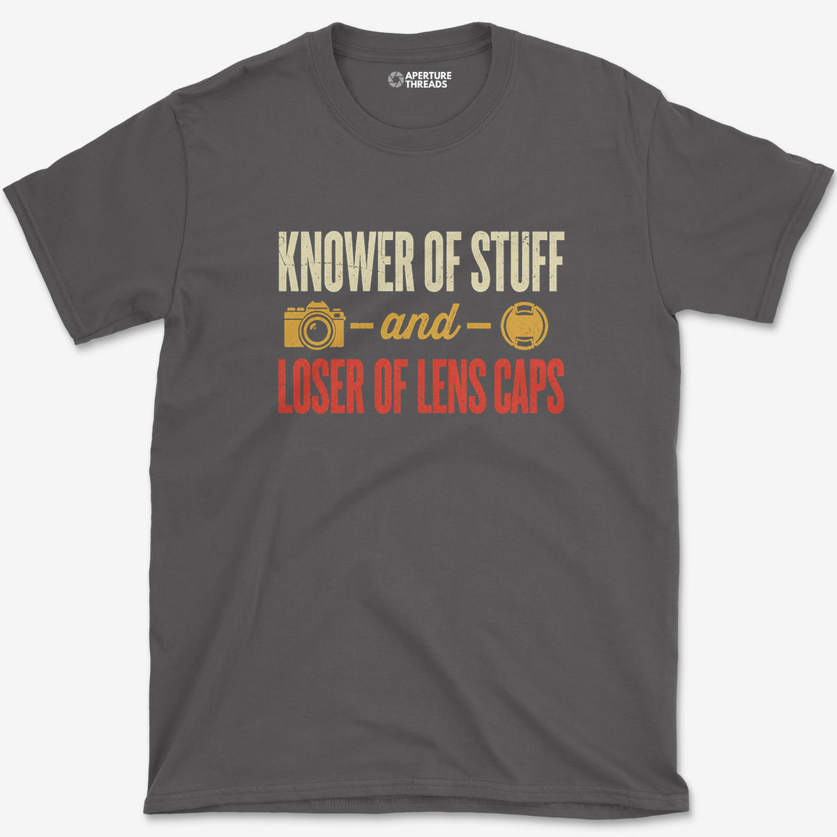 Loser Of Lens Caps T-Shirt — charcoal