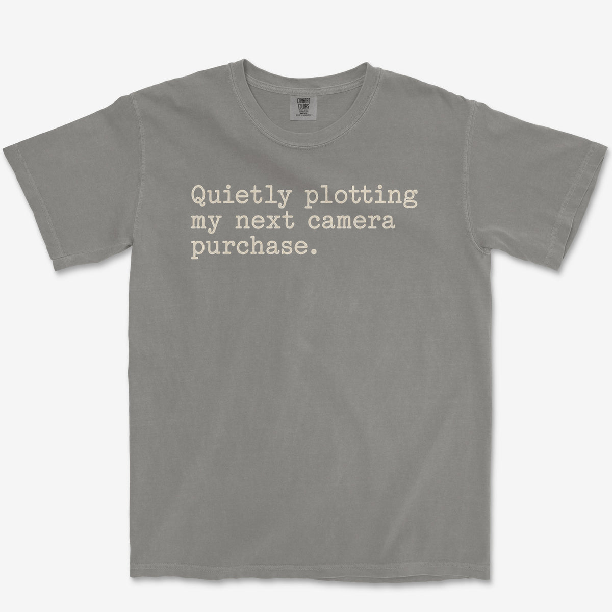 Quietly Plotting Camera Tee — grey
