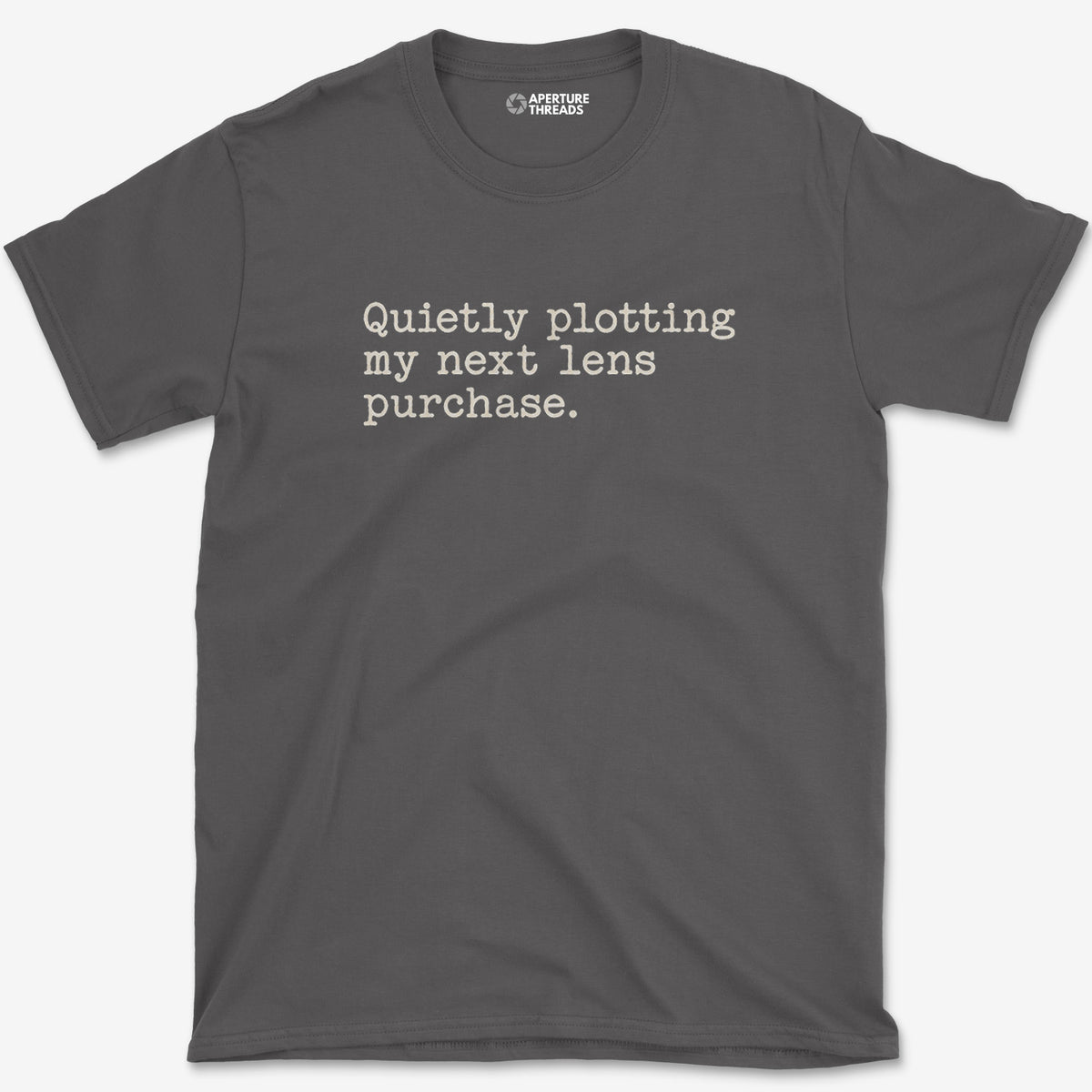 Quietly Plotting Lens T-Shirt — charcoal