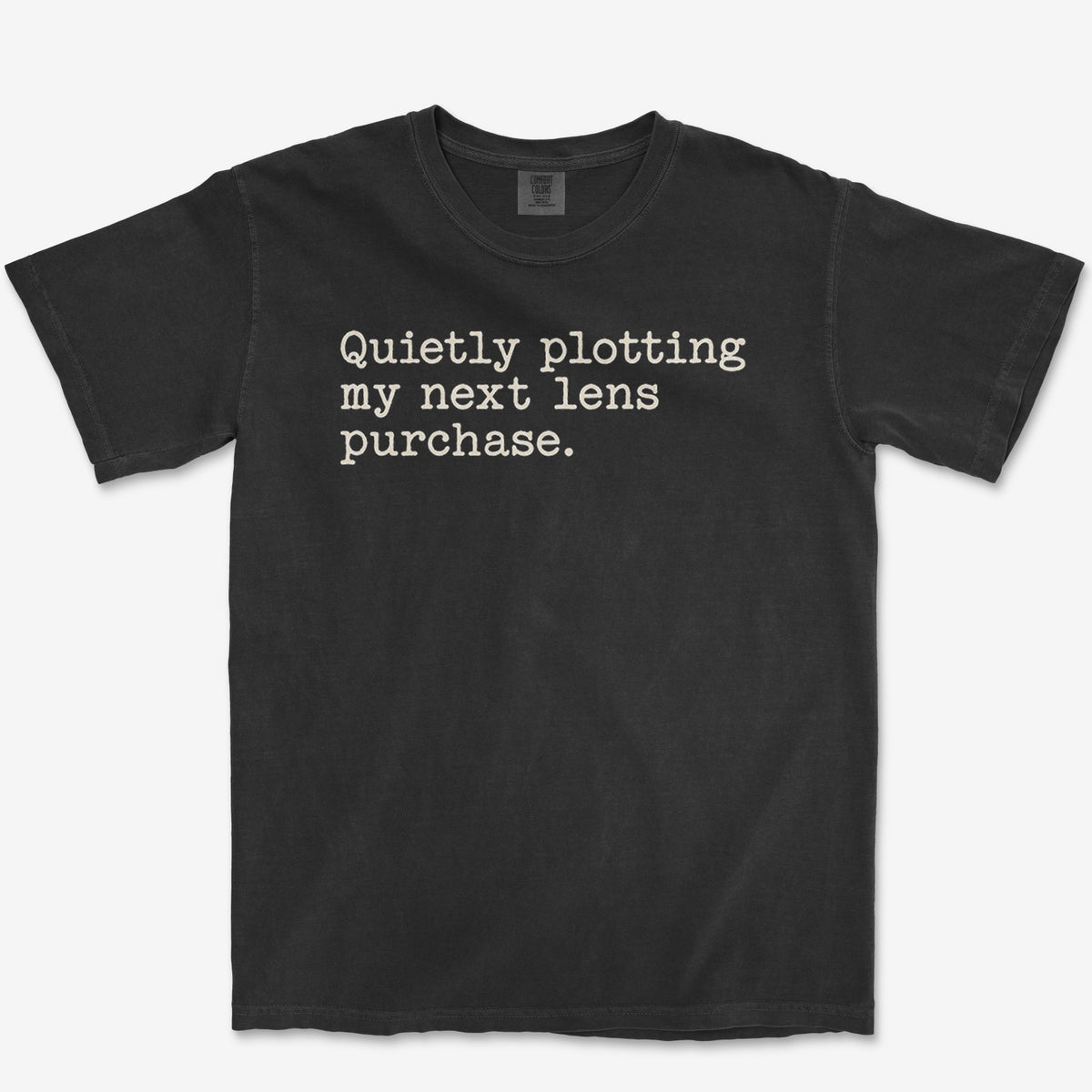 Quietly Plotting Lens Tee — black
