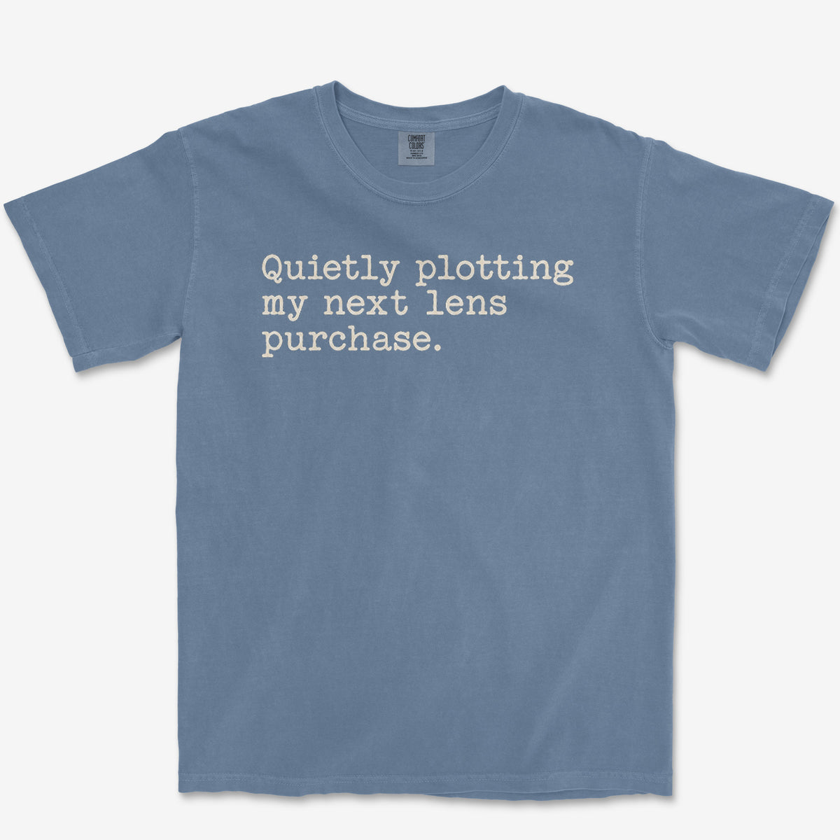 Quietly Plotting Lens Tee — blue jean