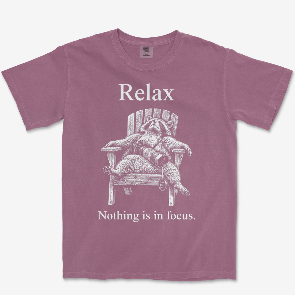 Relax Raccoon Tee — berry