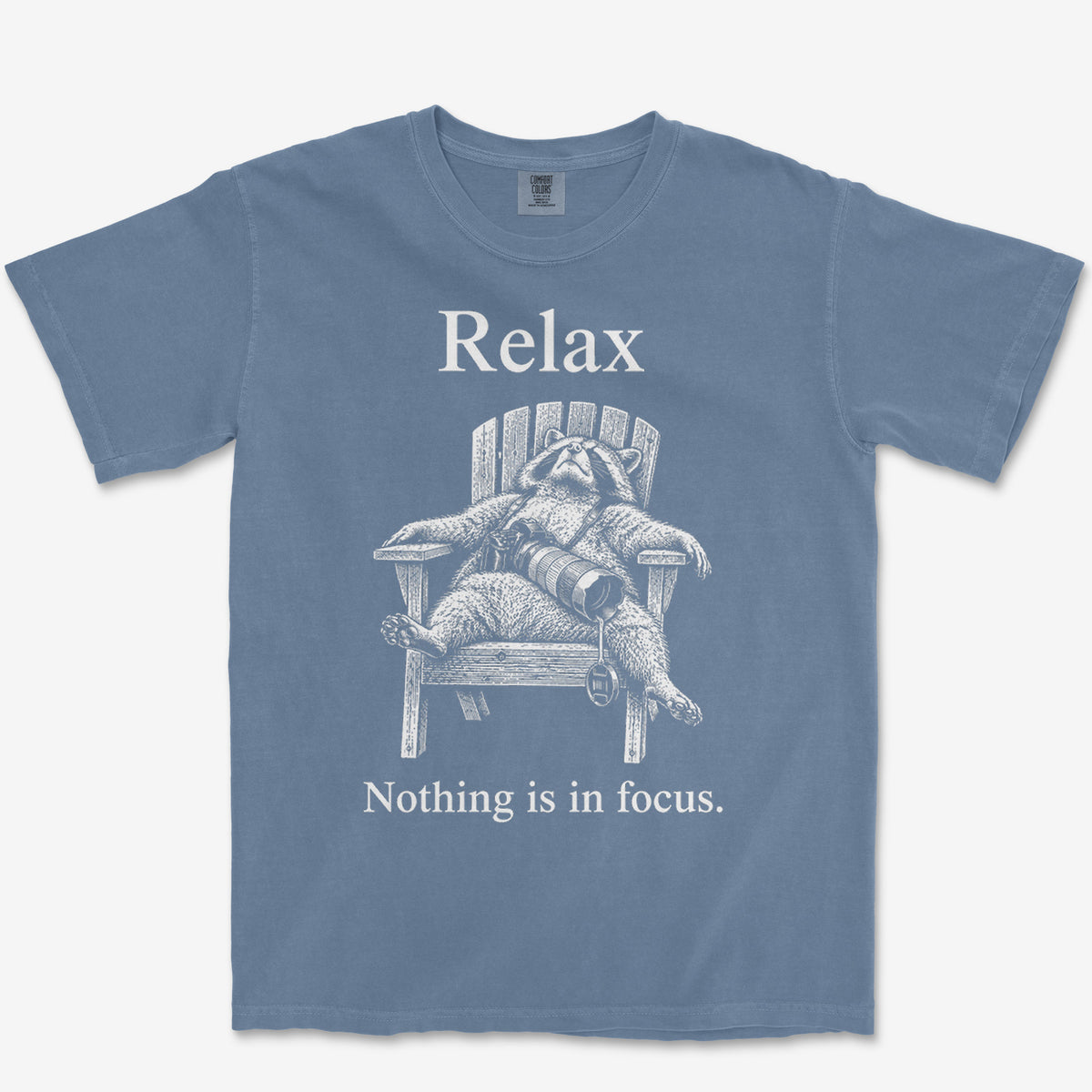 Relax Raccoon Tee — blue jean