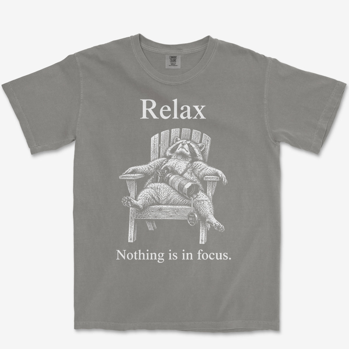 Relax Raccoon Tee — grey