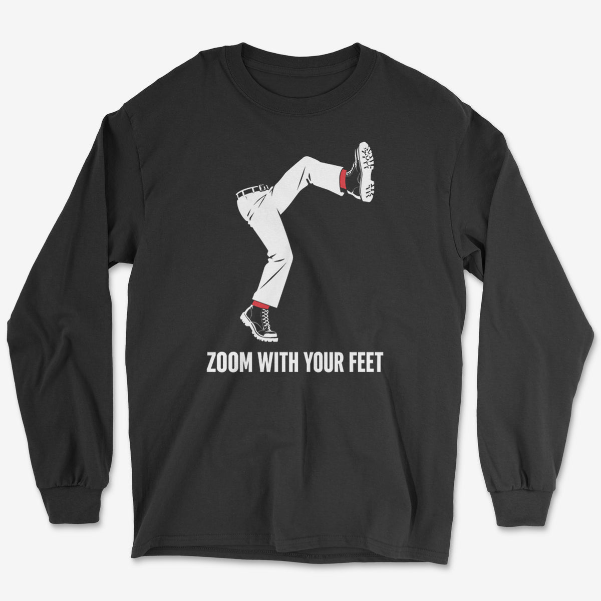 Zoom With Your Feet Red Socks Long Sleeve Tee