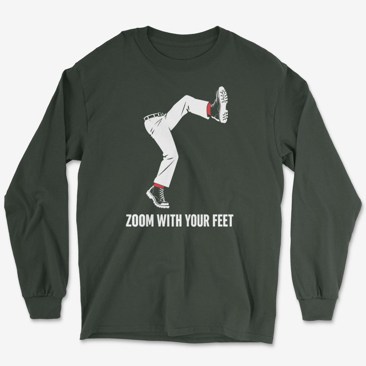 Zoom With Your Feet Red Socks Long Sleeve Tee