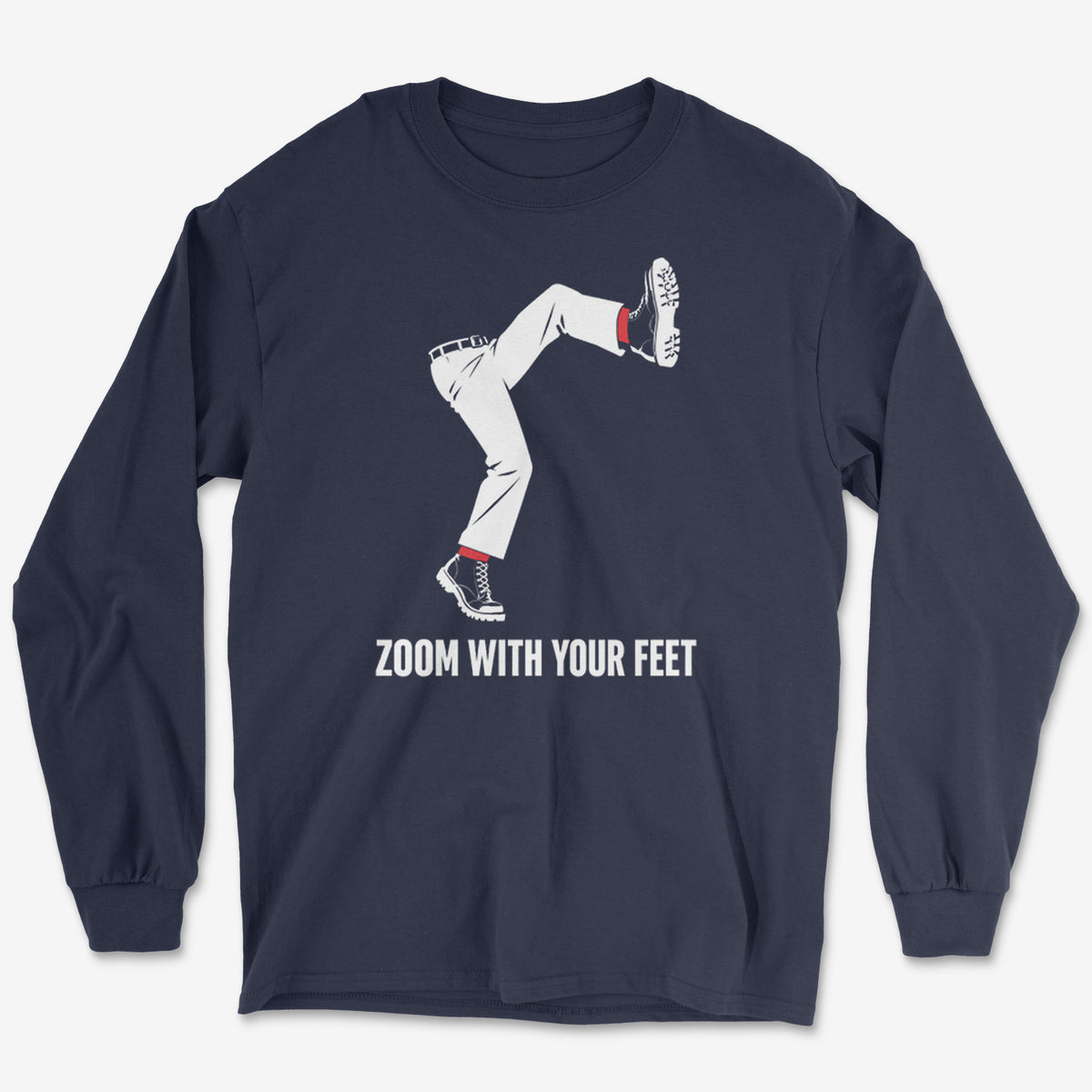 Zoom With Your Feet Red Socks Long Sleeve Tee