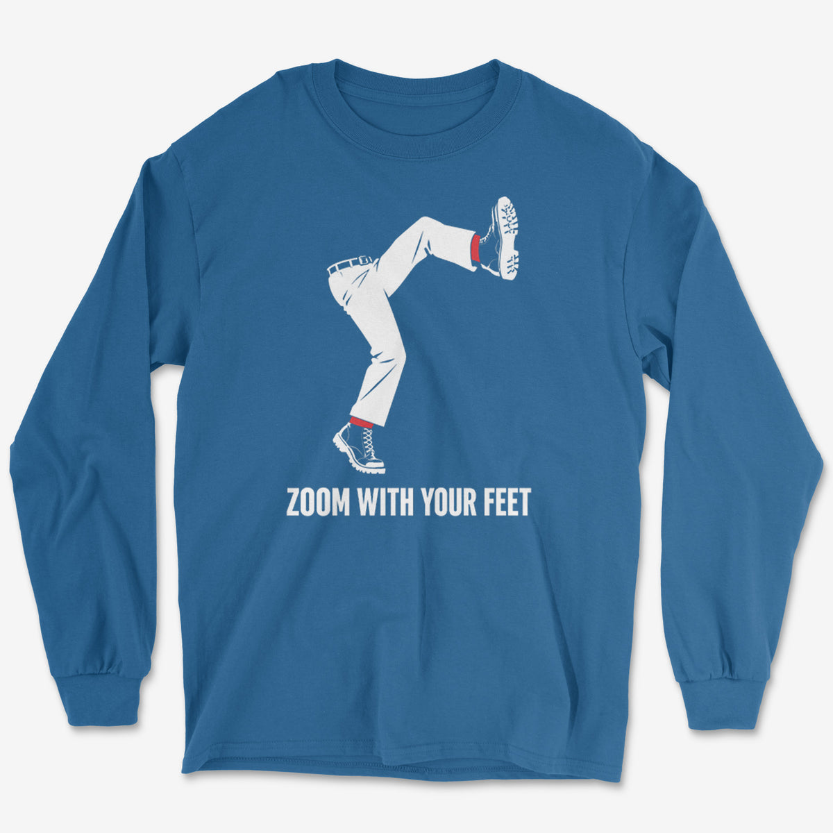 Zoom With Your Feet Red Socks Long Sleeve Tee