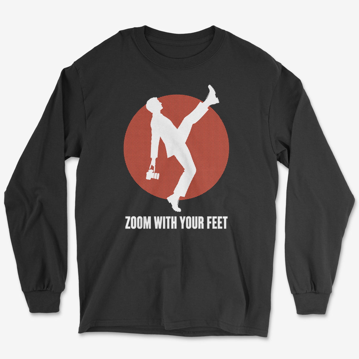 Zoom With Your Feet High Kick Red Disc Long Sleeve Tee