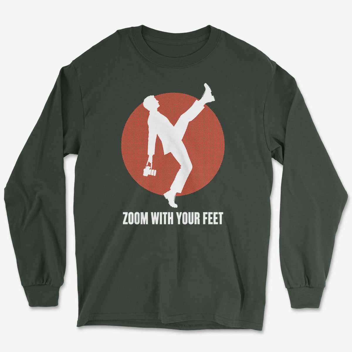 Zoom With Your Feet High Kick Red Disc Long Sleeve Tee