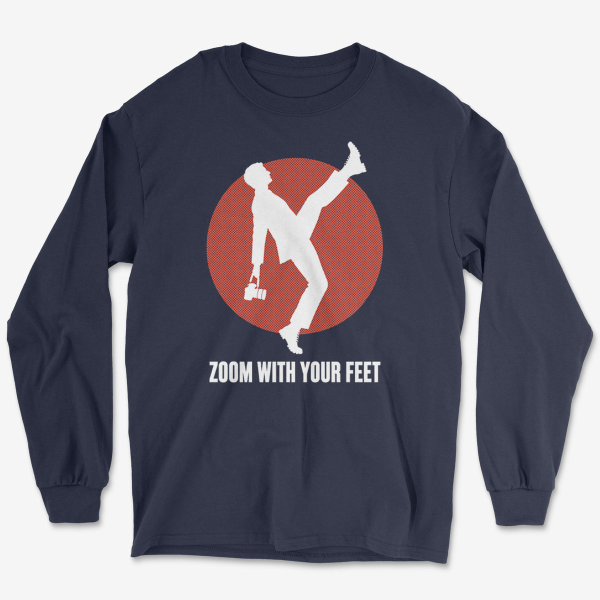 Zoom With Your Feet High Kick Red Disc Long Sleeve Tee