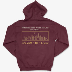Hoodie Maroon / S City Skyline - Pullover Hoodie