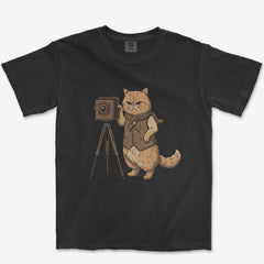 T-Shirt Black / S Cat Photographer Heavyweight Tee
