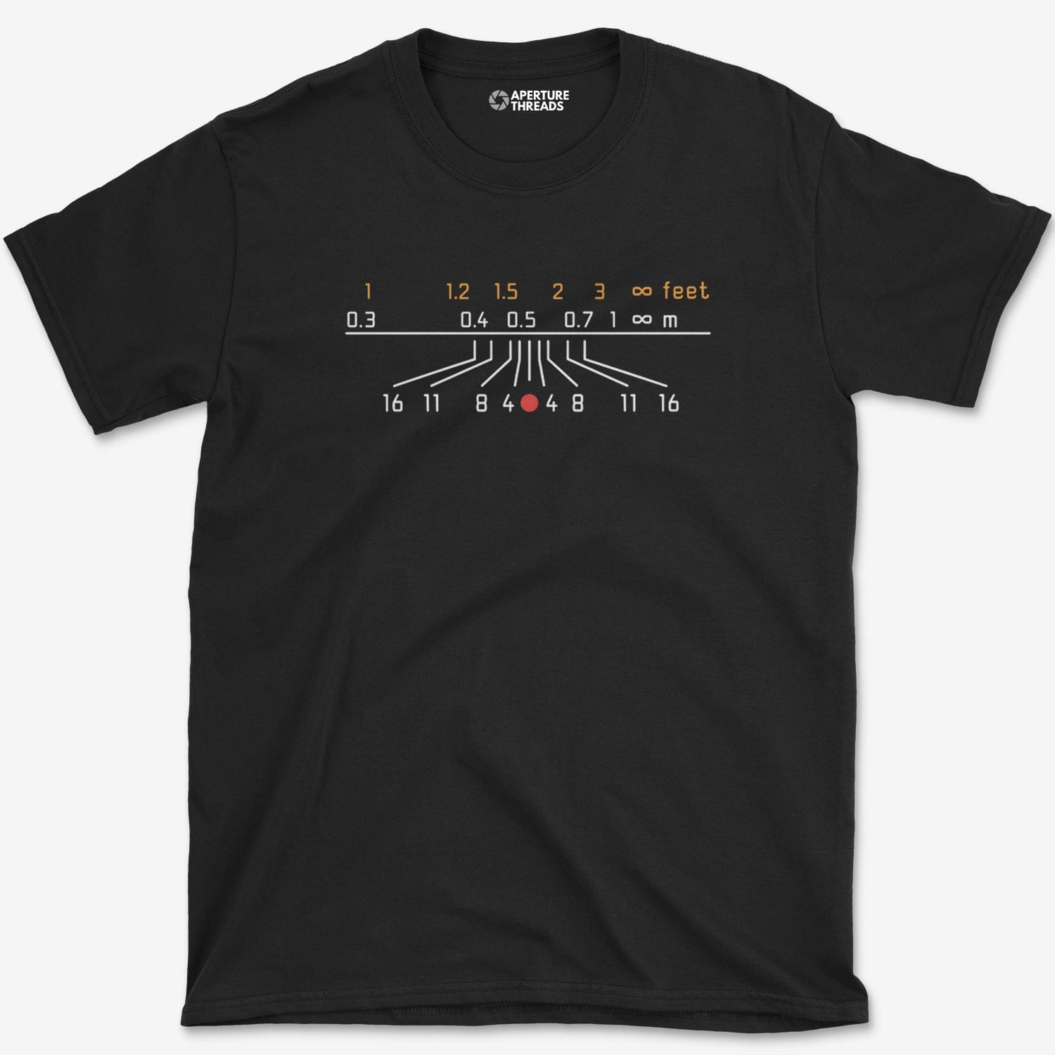 deepweb depth T-Shirt size-α Depth of Field Tee — Zone Focus Scale | Aperture Threads
