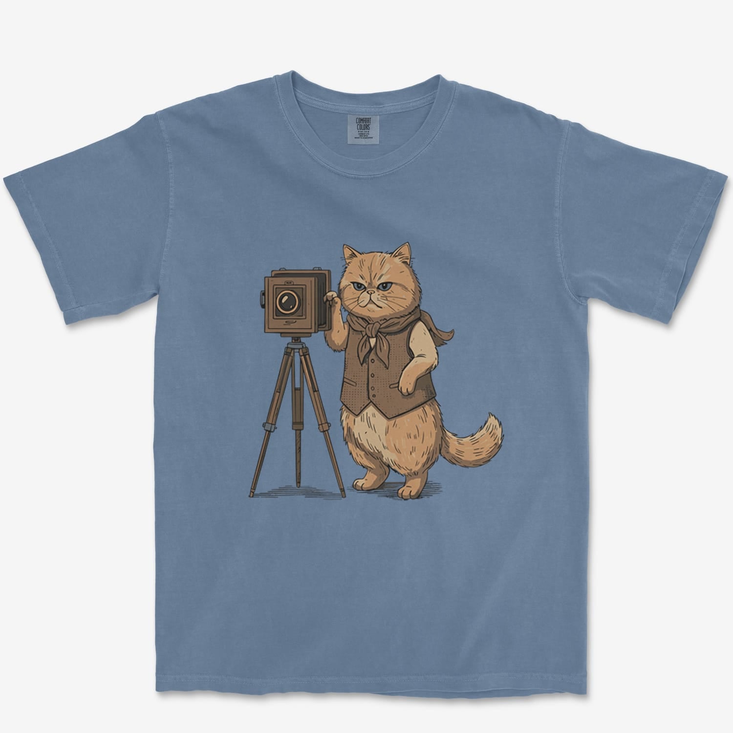 T-Shirt Blue Jean / S Cat Photographer Heavyweight Tee