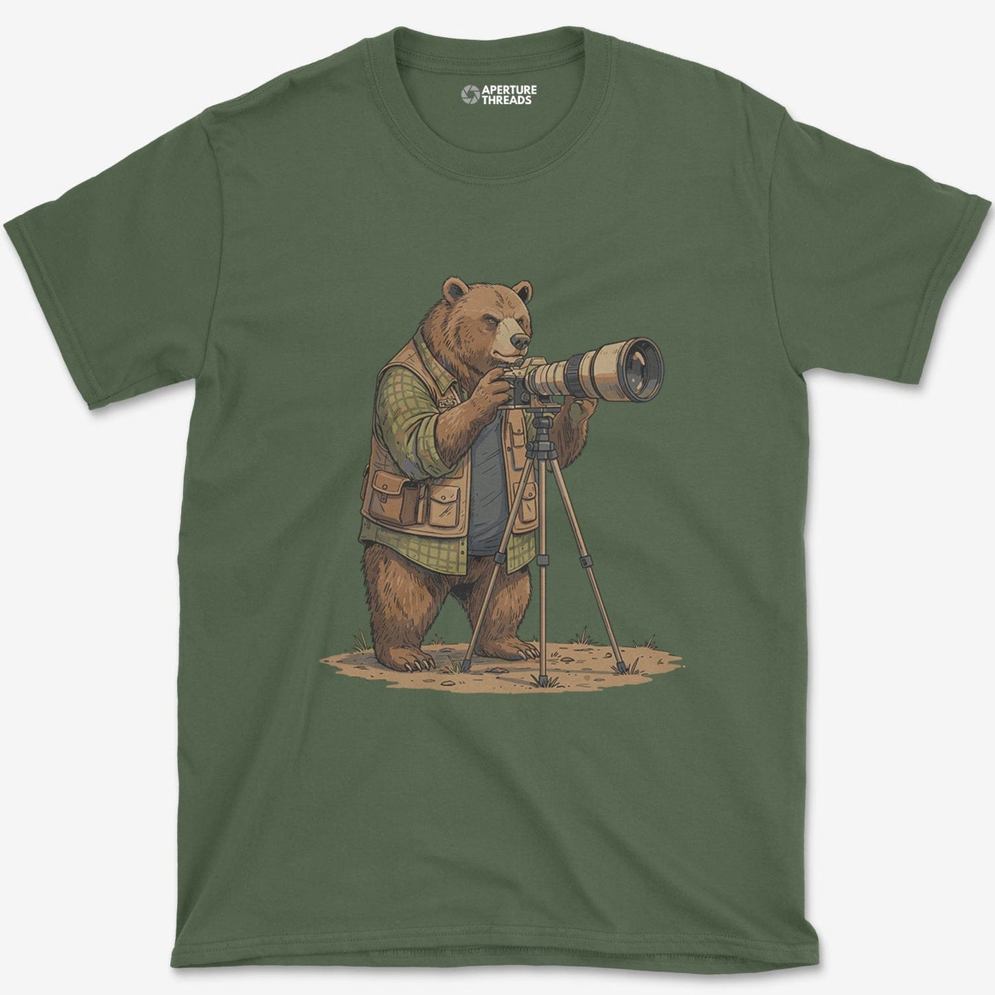 T-Shirt Military Green / S Bear Photographer T-Shirt